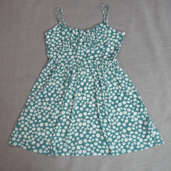 Aeropostale Dress Womens Medium Green Floral Boho Cottagecore Preppy Prairie - Picture 1 of 10